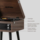 RETROSPILER Turntable with Stand, 3 Speed Record Player with Built-in Speakers and Removable Legs, Bluetooth USB Recorder Aux-in, Wood (Espresso) Retrospiler