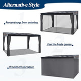 COVERONICS 10' X 13' Outdoor Polycarbonate Hardtop Gazebo - Wall-Mounted Aluminum Frame Gazebo with Slope Roof, Heavy-Duty Lean to Gazebo Pergola with Netting & Curtains for Rainy Day, Sunlight, Yard COVERONICS