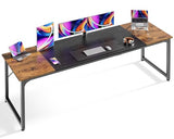 Huuger Computer Desk, 80 Inch Office Desk, Gaming Desk with Storage, Writing Desk Work Desk for Home Office, Study, Long Simple Desk, Large Legroom, Metal Frame, Rustic Brown and Black Huuger