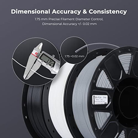 Creality 3D Printer Filament 1.75mm, Ender PLA Filament No-Tangling Smooth Printing Without Clogging No Warping, Fit Most FDM 3D Printers, 1kg Spool, Dimensional Accuracy +/- 0.02mm, White Creality