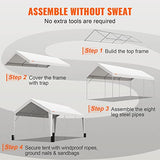 VEVOR Upgraded 10x20 ft Heavy Duty Carport Car Canopy, Car Port Garage Boat Shelter Party Tent with 8 Reinforced Poles and 4 Weight Bags, UV Resistant Waterproof Tarp for SUV, Truck, Boat VEVOR