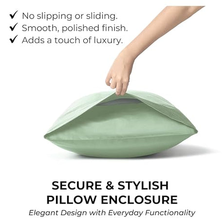Mayil Manor 100% Natural Cotton Sheets Queen Size Bed Set | 500 TC Single-Ply Sateen Weave | Soft, Breathable, Hypoallergenic Solid 4-Piece Bedding with Deep Pocket Fitted, Flat, Pillowcase | Sage Mayil Manor