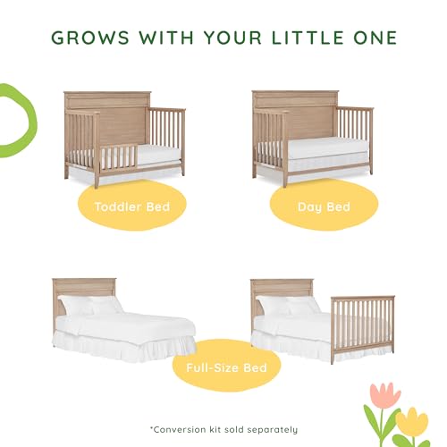 SweetPea Baby Bayfield 5-in-1 Convertible Crib in Sand Dunes, JPMA, and Greenguard Gold Certified, Made of Sustainable New Zealand Pinewood, Sturdy - WoodArtSupply