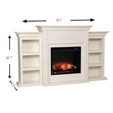 SEI Furniture Tennyson Electric Fireplace with Bookcases, New Ivory SEI Furniture