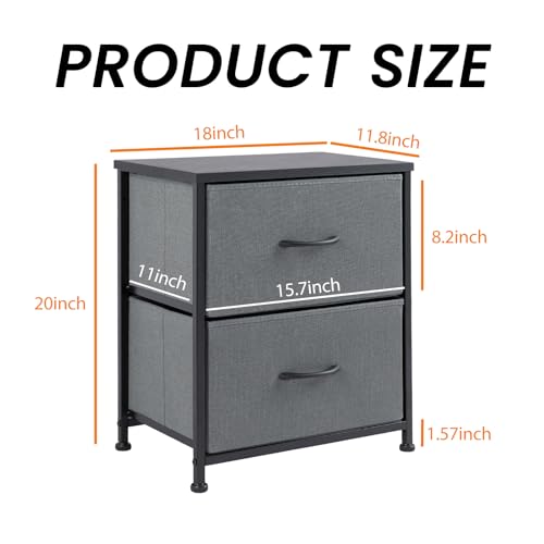 Sweetcrispy Nightstand with 2 Storage Drawers, 20" Height End Tabl Small e Bed Side Furniture, Wooden Top Fabric Cabinet Kids Night Stand Mini Dresser for Bedroom, Closet, Entryway, College Dorm Sweetcrispy
