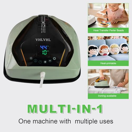 VHLVHL Intelligent Vibration Heat Press Machine for T-Shirts (9 x 9) inch - Portable LED Display Ironing Press - Ideal for T‑Shirts, Hats, Tote Bags, Mugs & Detailed Craft Projects VHLVHL