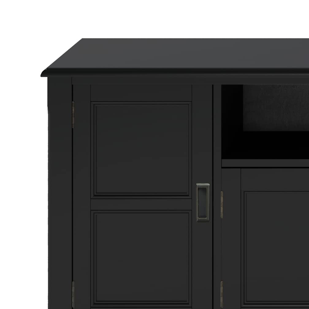 SIMPLIHOME Burlington SOLID WOOD 72 Inch Wide Transitional TV Media Stand in Black for TVs up to 80 Inches, For the Living Room and Entertainment Center SIMPLIHOME
