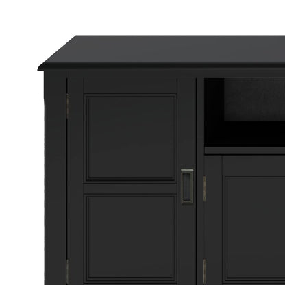 SIMPLIHOME Burlington SOLID WOOD 72 Inch Wide Transitional TV Media Stand in Black for TVs up to 80 Inches, For the Living Room and Entertainment Center