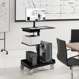 Natwind Mobile Workstation Cart with Monitor Mount, Height Adjustable Rolling Computer Desk with Cable Management Tidy, Heavy-Duty Standing Desk with CPU Holder for Office, School, Medical, Workshop Natwind