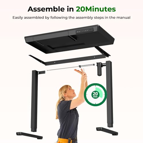JYLH JOYSEEKER Small Standing Desk with Drawer, 35" x 20" Whole Piece Tabletop Electric Sit Stand Table, Height Adjustable Desk with Storage & USB Ports, Quick Install Home Office Computer Desk, Black JYLH JOYSEEKER
