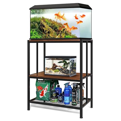 GADFISH Fish Tank Stand for up to 20 Gallon Aquarium, Metal Aquarium Stand for Fish Tank Accessories Storage, 3-tier Fish Tank Rack Shelf Reptile Turtle Tank Stand for Home Office, 27" L x 15 - WoodArtSupply