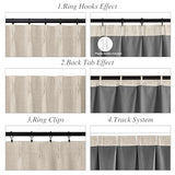 StangH Full Blackout Linen Curtains 84 inches Long, Extra Wide Pinch Pleated Living Room Darkening Drape Neutral Boho Energy Saving Sliding Door for Home Office, W72 x L84, 1 Panel StangH