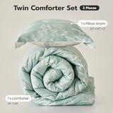 Joiedomi Twin Comforter Set, Sage Green 2 Pieces Floral Twin Bedding Set for School Girls Bed with 1 Soft Reversible Botanical Comforter and 1 Pillow Sham, Bed in a Bag for All Seasons Joiedomi