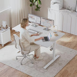 Klicelor 55 Inch L Shaped Standing Desk, Adjustable Height Corner Desk for Home Office Workstation, Sit Stand Desk with Two-Piece Desktop, White Klicelor