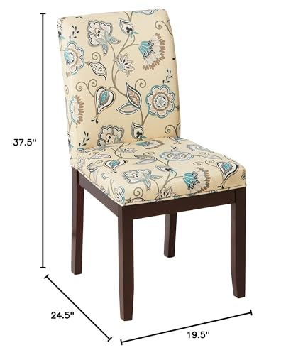 OSP Home Furnishings Dakota Upholstered Parsons Chair with Espresso Finish Wood Legs, Avignon Sky AVENUE•SIX