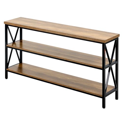 VEVOR Narrow Console Table, 55 Inch Entryway Table, 3-Tier Long Hallway Table, Sofa Table with Metal Frame, Console Tables for Entryway, Hallway, Living Room & Bedroom VEVOR