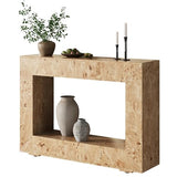AMERLIFE 47.2" Burl Wood Console Table, Narrow Entryway Table with Storage, Modern Luxury Sofa Table for Living Room, Entrance, Hallway, Foyer & Office, Natural AMERLIFE