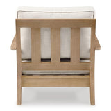 Signature Design by Ashley Carter Hall Outdoor Eucalyptus Patio Lounge Chair with Cushion, Beige Signature Design by Ashley