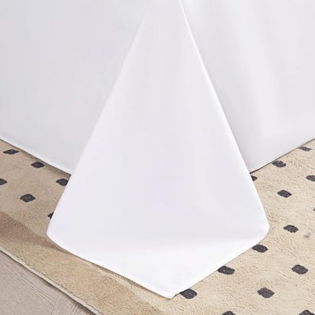 Twin Size Flat Sheet Only, Soft 300 Thread Count 100% Cotton Flat Sheets, Cool & Breathable Bed Sheets, Top Sheet, Flat Sheet Only, Single Flat Sheets Only (Twin, White) HMACOLOR BEDDING