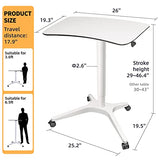 HAOOAH Pneumatic Adjustable Height Desk, Laptop Standing Desk, Rolling Sit-Stand Cart, Mobile Podium Portable Lectern for Home, Office& Classroom, 26" 19.3" Platform (29" to 46.9" H)，White HAOOAH