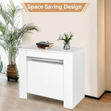 20"-118" Extendable Dining Room Table Console Table, Modern Large Dining Table for 2-14 People, White Wood Extendable Kitchen Console Table with Wood Legs for Entryway Henf
