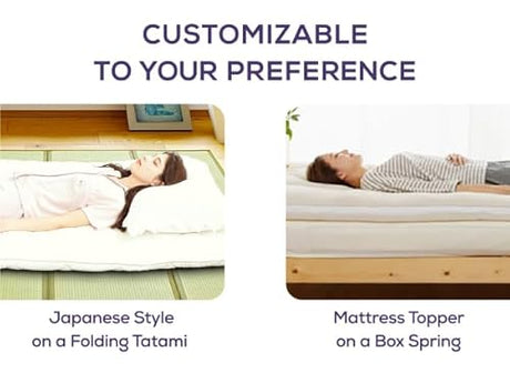 MIINA Japanese Futon Mattress, Made in Japan Twin (39"×78") White, Foldable Floor Lounger Bed Tatami Mat, Roll Up Sleeping Pad, Shikibuton MIINA