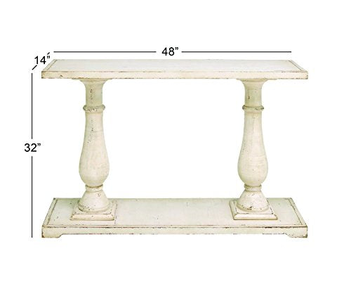 Deco 79 Wood Console Table with Distressed Accents, 48" x 14" x 32", White Deco 79
