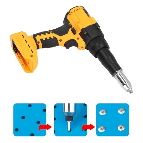 Electric Rivet Gun,3.2‑4.8mm Brushless Electric Cordless Rivet Tool with LED Light, Portable Rivet Gun for DCB206 DCB207 DCB208 Battery Yunir
