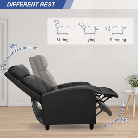 Devoko Massage Recliner Chair Home Theater Seating Pu Leather Modern Living Room Chair Furniture with Padded Cushion Reclining Sofa Chairs (Black) Devoko
