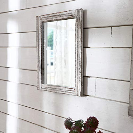 AAZZKANG Wood Mirror with Frame Rustic Wall Mirror Rectangle Decorative Farmhouse Bedroom Bathroom Hanging Mirror Home Wall Decor AAZZKANG