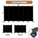 Room Divider Folding Privacy Screens with Wheels, 6FT Tall Divider for Room Separation, Movable Room Partitons and Dividers, Indoor Room Dividers Panel with Fabric (Black, 6 Panel-132‘’-Wheels) HOMSCREENER