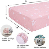 UOMNY Crib Bedding Set for Girls - Pink Baby Nursery Sets 3 Pieces Quilt Comforter Fitted Sheet Toddler Pillowcase Soft Star UOMNY