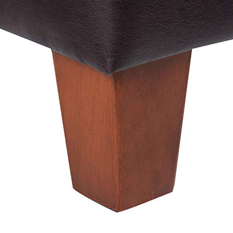 Homepop Home Decor |K2380-E155 | Luxury Large Faux Leather Square Storage Ottoman | Ottoman with Storage for Living Room & Bedroom, Distressed Brown HomePop