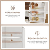 Brinlawb Buffet Cabinet with Storage & Charging Station, 53" Farmhouse Coffee Cabinet with Compartment Drawer, Sideboard Cabinets with Door and Adjustable Shelves for Kitchen, White Brinlawb