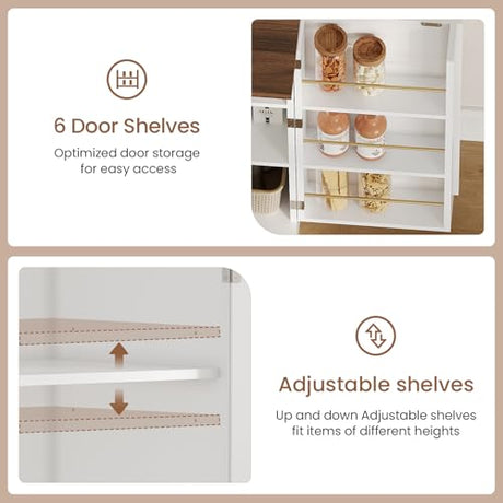 Brinlawb Buffet Cabinet with Storage & Charging Station, 53" Farmhouse Coffee Cabinet with Compartment Drawer, Sideboard Cabinets with Door and Adjustable Shelves for Kitchen, White Brinlawb