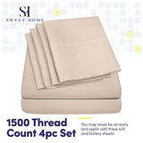 Twin Size Bed Sheets - 4 Piece 1500 Supreme Collection Fine Brushed Microfiber Deep Pocket Twin Sheet Set Bedding - 1 EXTRA PILLOW CASES, GREAT VALUE, Twin, Beige Sweet Home Collection