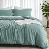 EMME Muslin Cotton Duvet Cover Set Teal Twin Size Linen Like Soft Breathable Lightweight Summer Comforter Cover Set with Zipper Closure (Teal, Twin, 68"x90") EMME