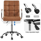 Yaheetech PU Leather Comfortable Office Desk Chair Mid Back Height Adjustable Computer Swivel Chair w/Armrests, Retro Brown Yaheetech