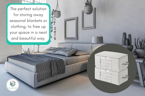 Comforter Storage Bag - Folding Organizer bag for King/Queen Comforters, Pillows, Blankets, Bedding/Quilt, Blanket, Duvet, Mothproof Space Saver; Large Collapsible Organizers, 24"x14"x11" Chaos Cleared
