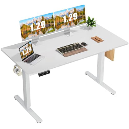 Sweetcrispy Standing Desk Adjustable Height, 55inch Electric Sit Stand up Desk for Home Office, Modern Rising Work Table for Computer, Gaming Desk Ergonomic Workstation, White(2Packages)