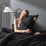 DOWNCOOL Twin Comforter Set -All Season Bedding Comforters Sets with 1 Pillow Case -2 Pieces Bed Set Down Alternative Comforter Set -Black Twin Bedding Sets(64"x88") DOWNCOOL