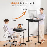 GTRACING Small Standing Desk Adjustable Height Small Computer Desk Mobile Portable Rolling Laptop Table with Wheels 32" Computer Workstation Sit Stand Desks Portable Standing Table Treadmill desks GTRACING