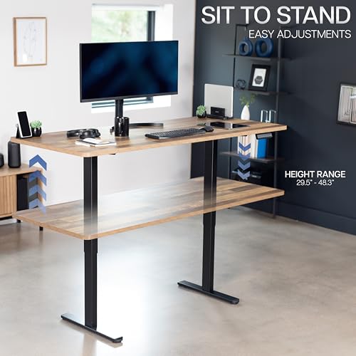 VIVO Electric 71 x 30 inch Standing Desk, Dual Motor Memory Controller Height Adjustment, E2B Series, Solid One-Piece Reclaimed Wood Top Black Frame, DESK-KIT-E2B71P VIVO