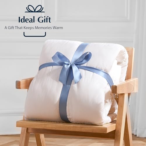 Pacific Coast Lightweight Goose Feather Down Fiber Comforters King Size, Summer Duvet Insert, Ultra Soft, Breathable, Hotel Luxury Bedding Comforter with 8 Tabs, White, 106 x 90 inches Pacific Coast