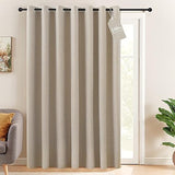 NICETOWN 100% Blackout Linen Curtain for Patio Sliding Door, W100 x L84 in Room Divider Curtain for Bedromm, 2-Sided Faux Linen Physical Shading Thermal Insulated Privacy Drape, Natural, 1 Panel NICETOWN