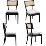 ZHENGHAO Rattan Dining Chairs Set of 6, Farmhouse Dining Room Chairs with Cane Back French Country Accent Chair Upholstered Wood Chairs for Kitchen/Restaurant, Black ZHENGHAO
