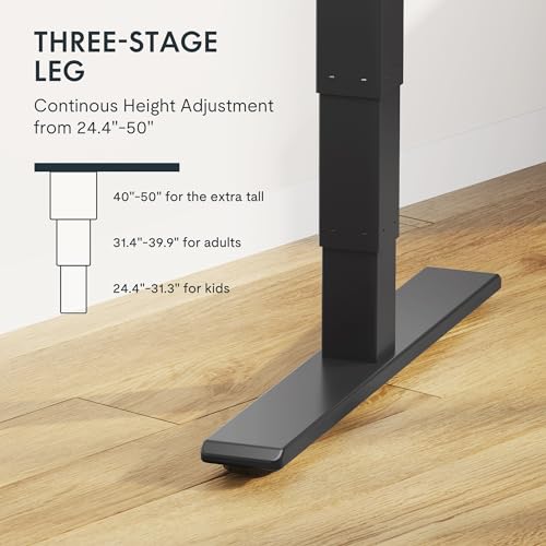 FLEXISPOT E6 Bamboo Dual Motor 3 Stages Standing Desk 60x30 Inch Whole-Piece Board Electric Height Adjustable Desk Stand Up Desk Large Load Capacity(Black Frame + Bamboo Curved Desktop) - WoodArtSupply