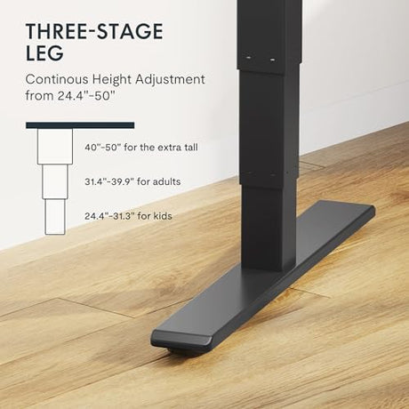 FLEXISPOT E6 Bamboo Dual Motor 3 Stages Standing Desk 60x30 Inch Whole-Piece Board Electric Height Adjustable Desk Stand Up Desk Large Load Capacity(Black Frame + Bamboo Curved Desktop) FLEXISPOT