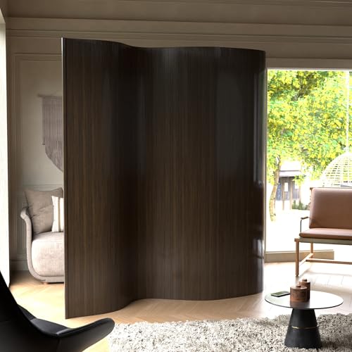 Red Lantern 7 ft. Tall Bamboo Wave Screen - Dark Mocha Red Lantern