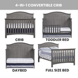 Soho Baby Chandler Premium 4-in-1 Convertible Crib, Graphite Gray, GreenGuard Gold Certified